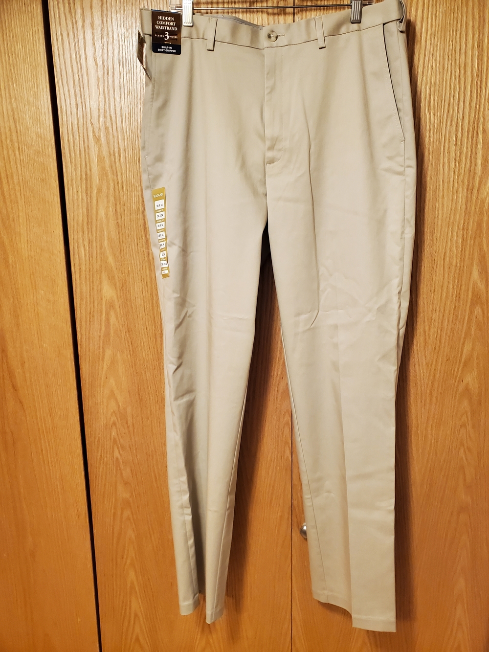 NWT Haggar Khaki Flat-Front Dress Pants